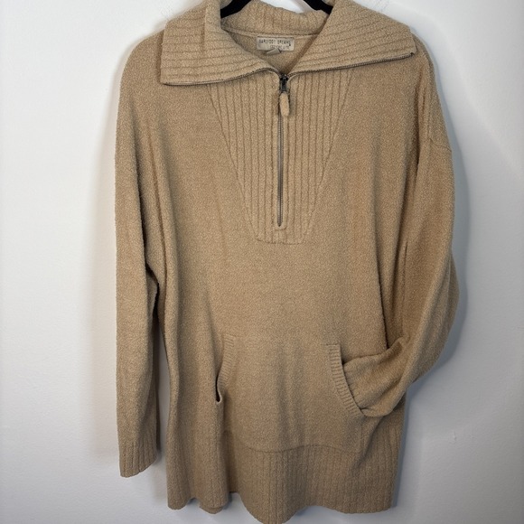 Barefoot Dreams Sweaters - BAREFOOT DREAMS Womens XL Beige Cozychic Lite Half Zip Pullover Sweater